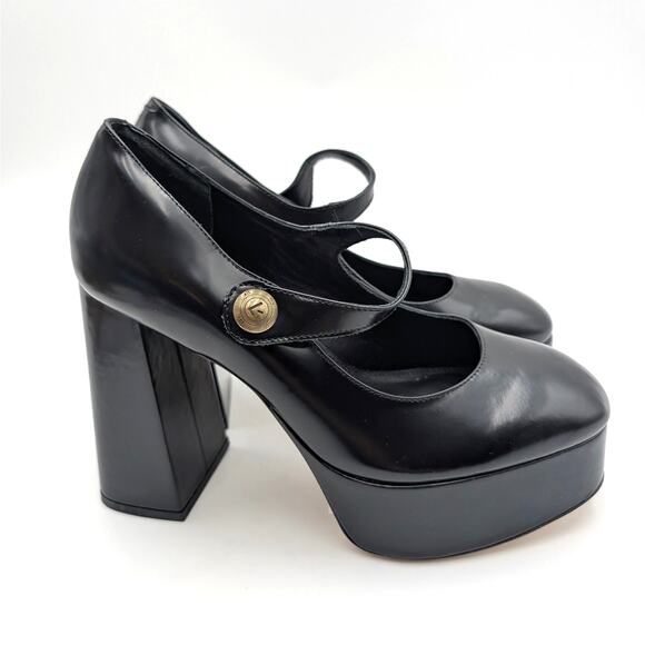Larroudé Emma Platform Mary Jane Pump Women's Black Leather Size US8 EU38.5 - Picture 3 of 10